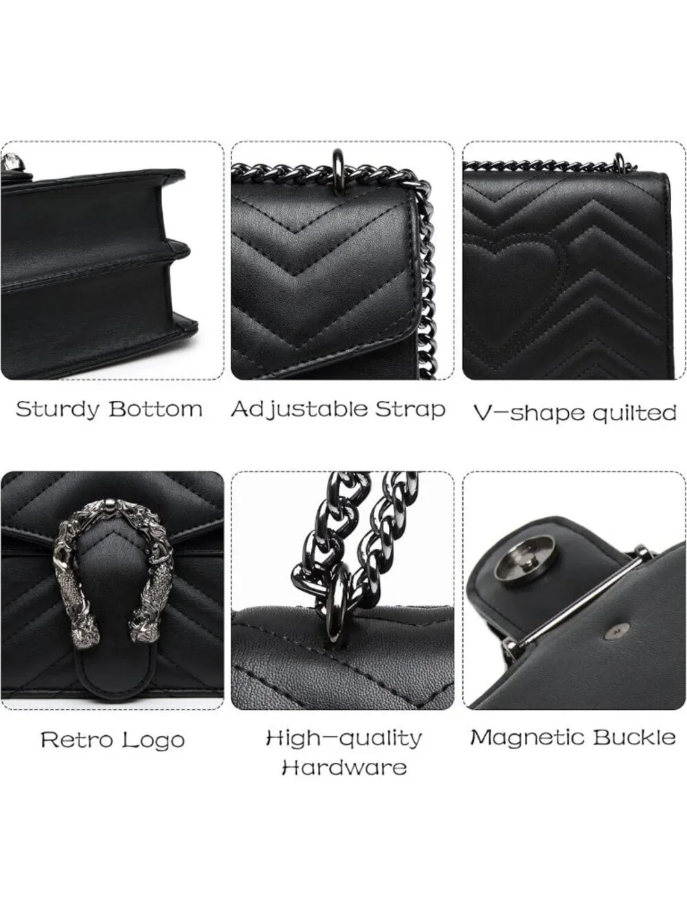 Stylish Snake Print Crossbody Bag - Leather Clutch Purse with Chain Strap for